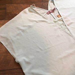 Short Sleeve Light Blue Chiffon Top